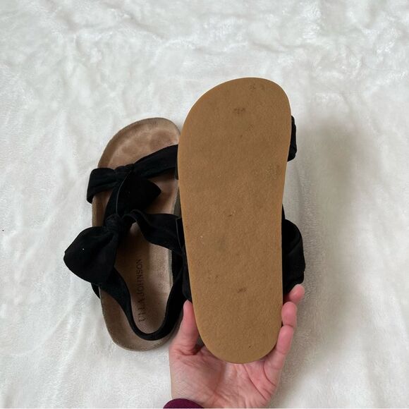 Ulla Johnson Abril Double Bow Suede Slide Sandal black cork comfort strap - Picture 4 of 4